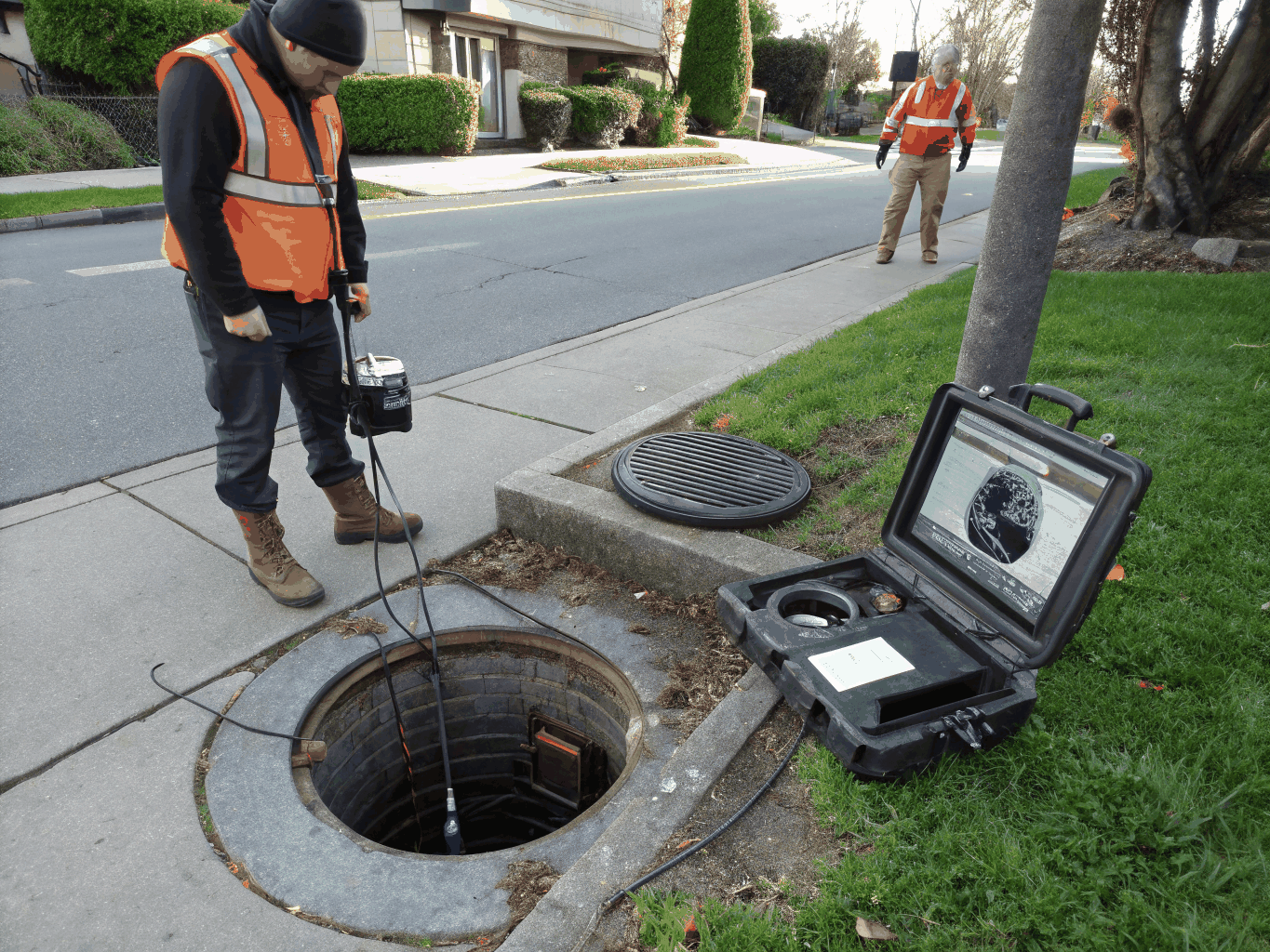 Commercial high velocity drain jetting and CCTV inspection
