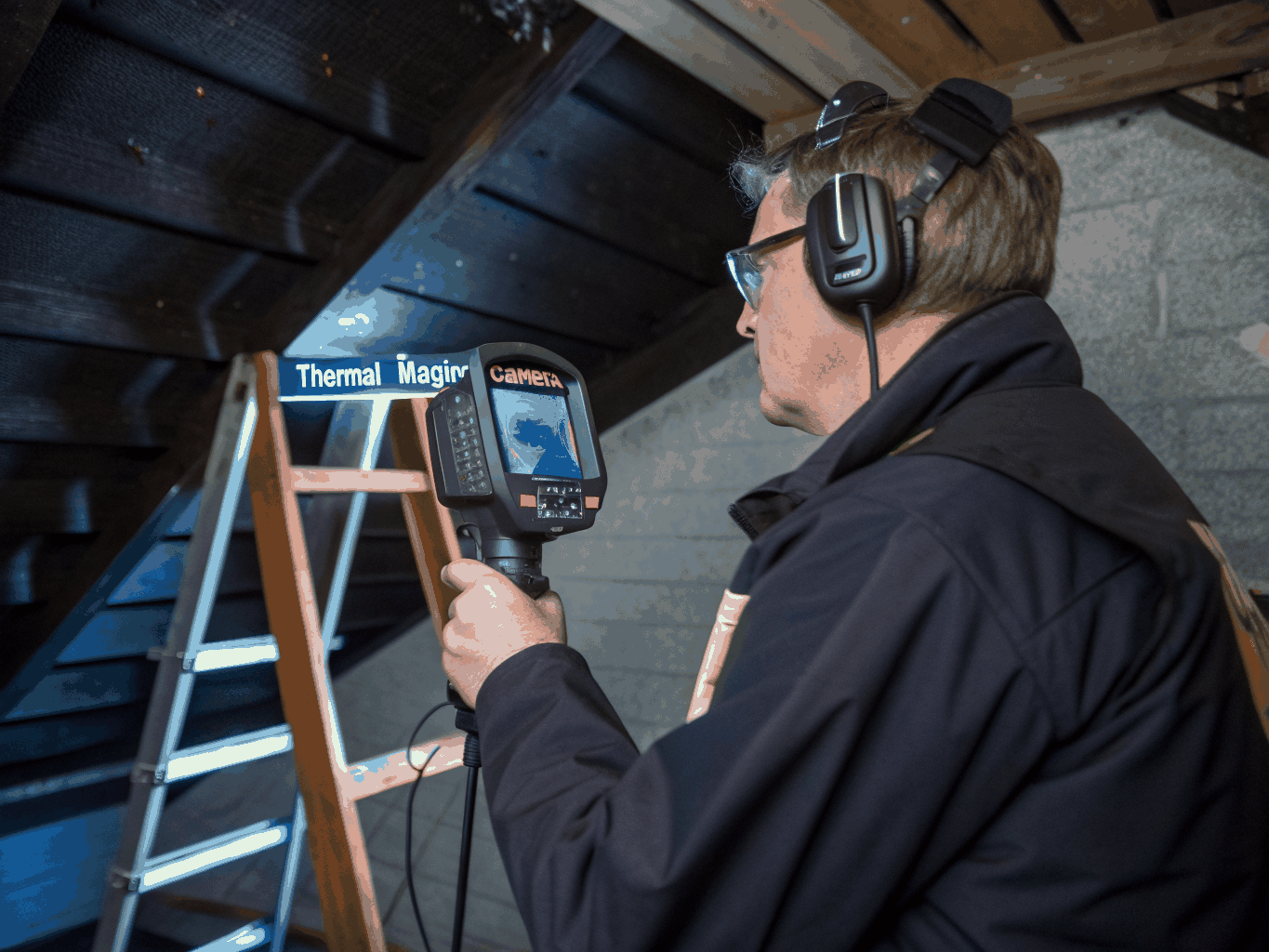 PestOff licensed technician conducting on-site thermal imaging pest inspection